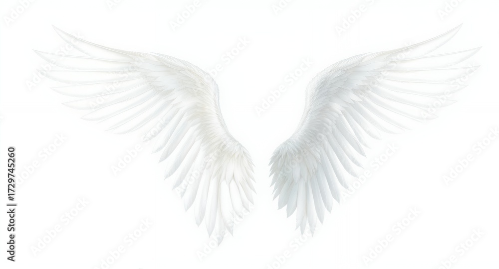 Obraz premium White Wings on White Background Symbol of Freedom and Grace