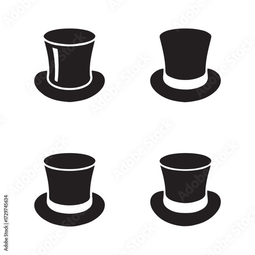 Top Hat Solid Icons Vintage Style Pack
