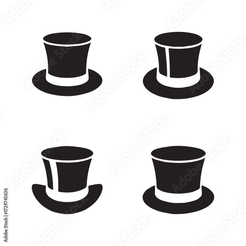 Top Hat Solid Icons Classic Fashion Set