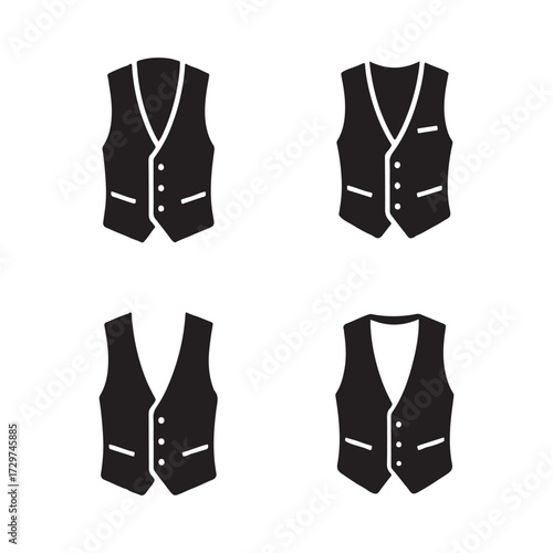 Waistcoat Or Vest Solid Icons Collection