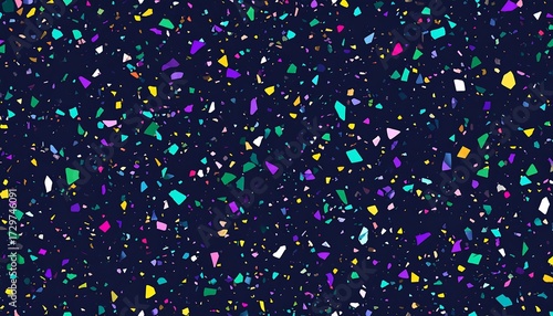Abstract pattern of multicolored fragments on a dark background