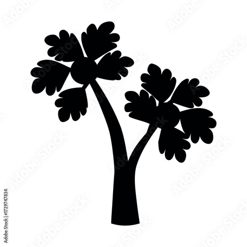 Stylized black silhouette of a parsley plant with frilly leaves