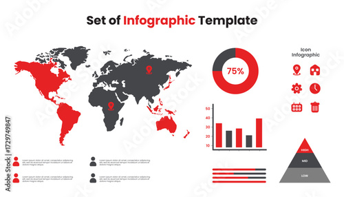 World map infographic, layout diagram infographic  template for bussines or company presentation