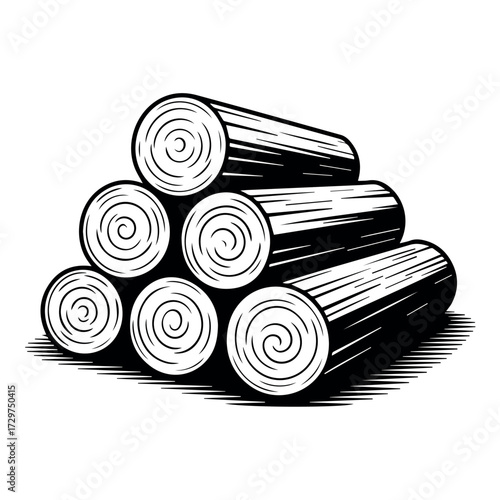 Pile of wood logs lumber timber firewood illustration vector graphic design for forestry industry use