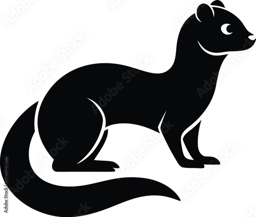 Hyper-Realistic Black and White Least Weasel Illustration in 4K