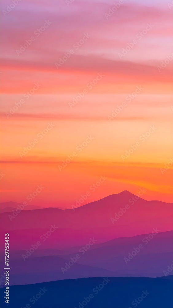 Obraz premium Dramatic Mountain Sunset with Vibrant Colorful Sky