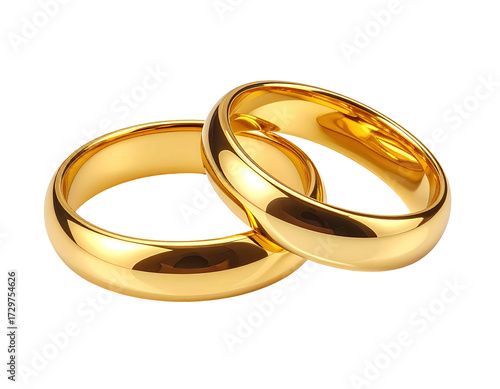 Two golden wedding bands, overlapping