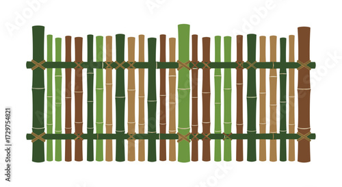 Bamboo Fence: A rustic and natural bamboo fence illustration showcasing an authentic wooden barrier design, symbolizing traditional craftsmanship and environmental sensitivity. 