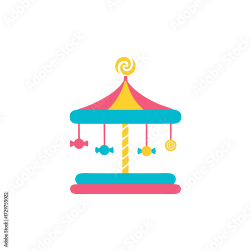 Flat colorful Candy Shop Logo design with sweet chocolate cupcake donut lollipop marshmallow gummy dessert illustration for bakery branding confectionery packaging kids snack shop mascot icon art