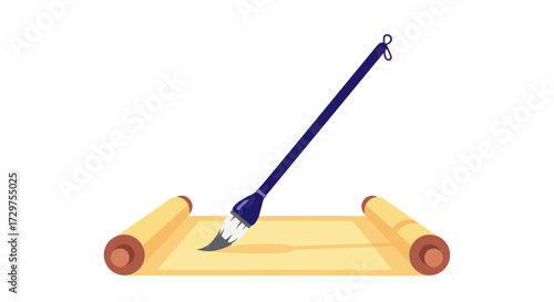 Brush on the Scroll: A solitary calligraphy brush, poised above a delicate scroll. The image evokes the essence of artistic expression and cultural heritage. 