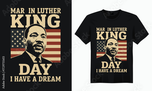 “Inspirational Martin Luther King Jr. Day t-shirt featuring powerful quotes, peace symbols, and unity graphics, honoring equality, justice, and the dream of freedom for all.”