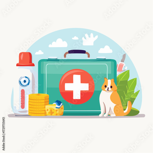 first aid kit and medical kit & safe animal vector