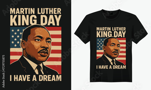 “Inspirational Martin Luther King Jr. Day t-shirt featuring powerful quotes, peace symbols, and unity graphics, honoring equality, justice, and the dream of freedom for all.”