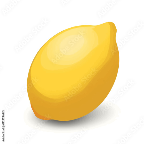 A vibrant yellow lemon with a smooth, slightly textured surface casting a soft shadow.