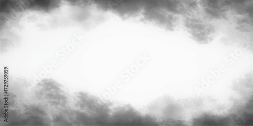 Dark gray abstract smoke and light in the misty morning fog, a dramatic white and black cloudscape heaven