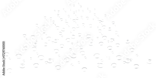 An abstract splash of clean, transparent aqua drops isolated on a white surface