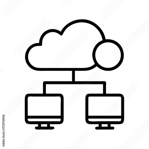 Cloud computing network diagram connecting multiple devices to the cloud