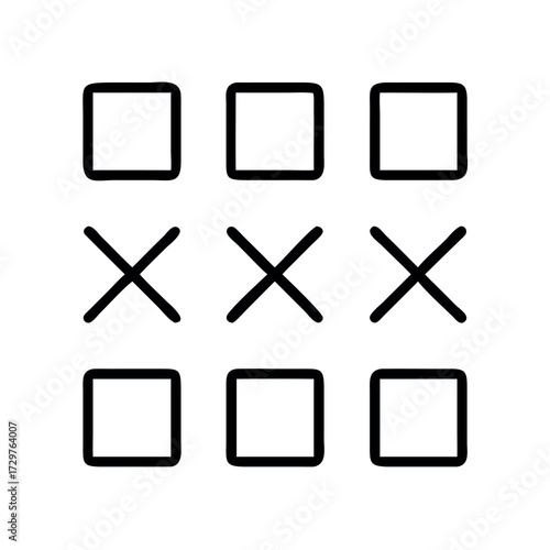 Tic tac toe grid with x marks in the middle row