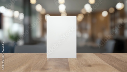 Menu frame standing on wood table in Bar restaurant cafe. space for text marketing promotion