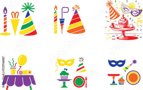 Birthday party celebration objects cupcake candle