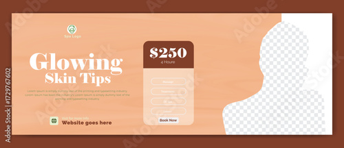Barber shop  salon and haircut Facebook cover design. Skin care social media graphic elements. Vector beauty spa centre social media post template
