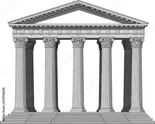 Ancient Greek Roman temple architecture, Corinthian columns, classical heritage monument, historic stone structure, cultural landmark, archaeology site, neoclassical design, tourism