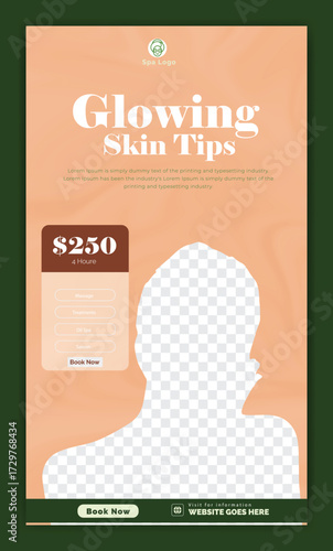 Beauty salon and haircut Instagram story design. Skin care social media graphic elements. Vector beauty spa centre social media post template
