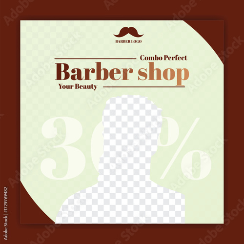 Barber shop and haircut social media banner design. Skin care social media graphic elements. Vector beauty spa centre social media post template