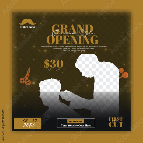 Barber shop and haircut social media banner design. Skin care social media graphic elements. Vector beauty spa centre social media post template