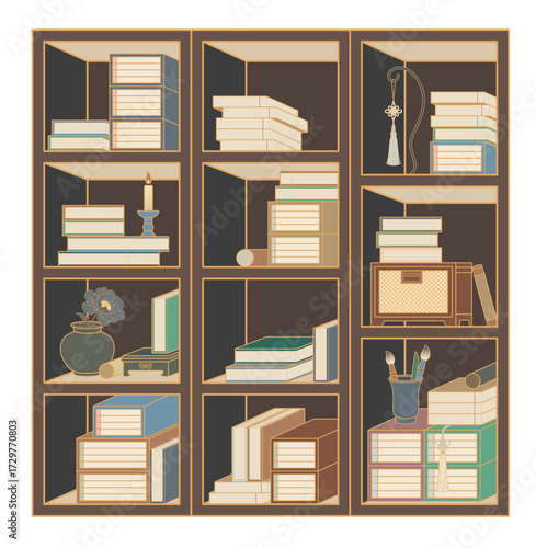 Traditional Korean Chaekgado Illustration