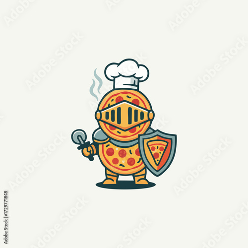 Cartoon style pizza shop building with pepperoni pizza logo delicious italian cuisine restaurant vector art for fast food branding street food design bakery cafe illustration and creative marketing