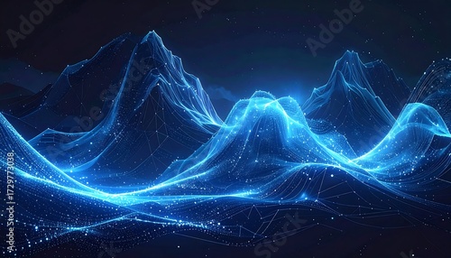 Abstract glowing mountain range