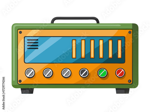 Cartoon Illustration of an Oscilloscope Displaying Signals with Control Knobs