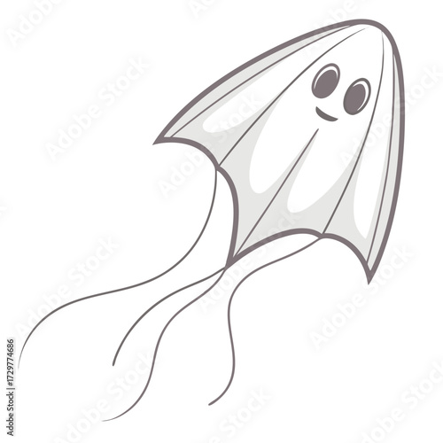 Amusing cartoon jellyfish floats with friendly expression over transparent background for versatile use