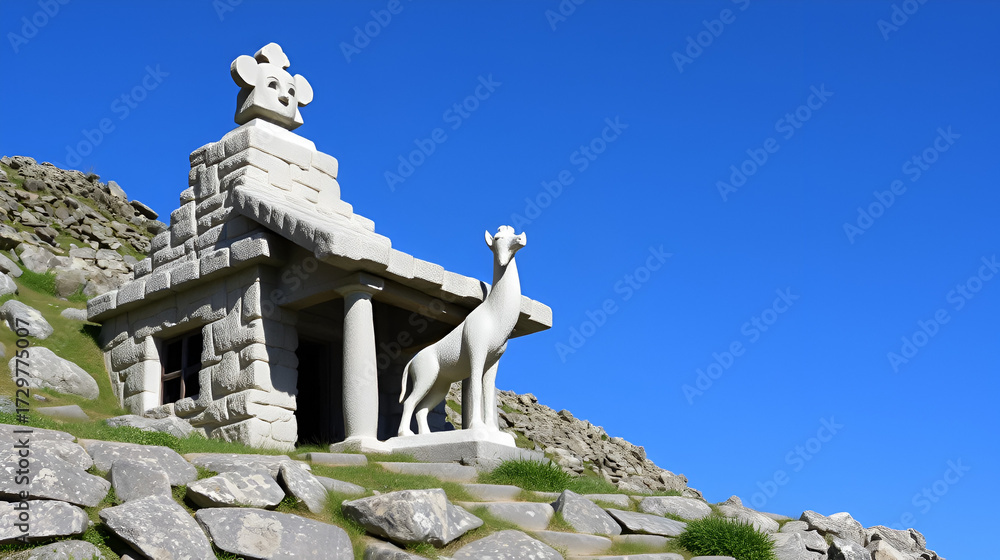 Obraz premium stone house statue exu pomba gira ze pilintra.