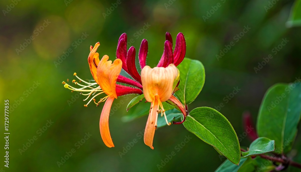 Fototapeta premium Vibrant orange and red trumpet flower