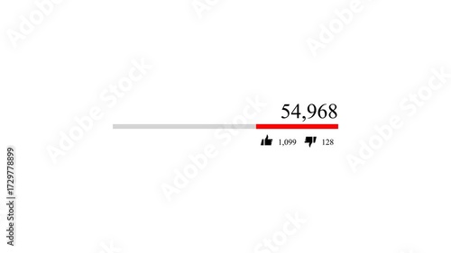 Animated blue social media view counter showing real-time likes and dislikes. Perfect for tracking engagement on videos or posts. Includes smooth motion and transparent alpha channel for easy overlay 