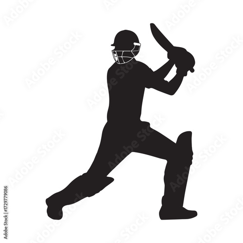 Cricket Batsman Silhouette Vector Illustration