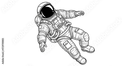 Astronaut in Spacewalk Floating in Outer Space Vector Illustration