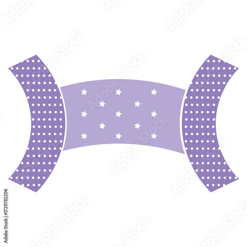 Elegant curved purple ribbon with white polka dots, ideal for banners, headers, or sophisticated scrapbook embellishments.
