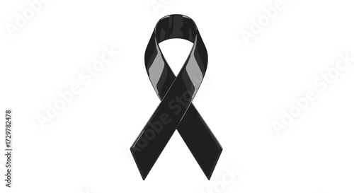 Black Awareness Ribbon Vector Illustration on White Background