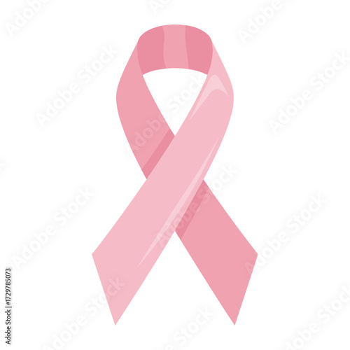 Solid pink awareness ribbon, symbol for breast cancer awareness and support, vector graphic.