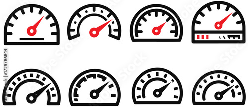 Dynamic dashboard gauges showing speed progress performance metrics and data visualization