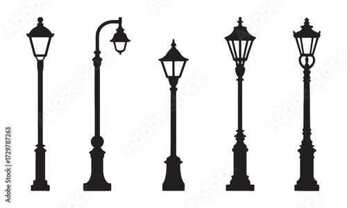 Elegant Street Lamp Silhouettes A Glimpse into Urban Nighttime Ambiance and Timeless Architectural Lighting Fixtures with Classic Designs
