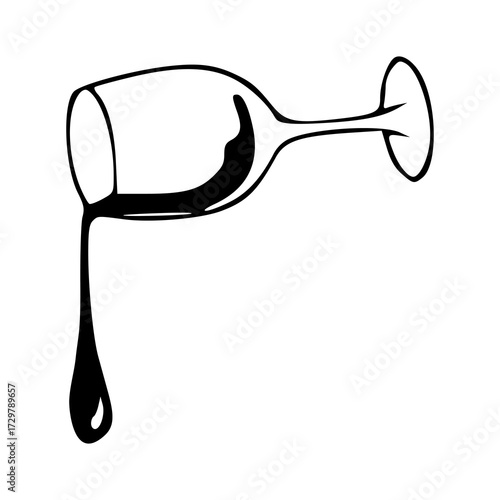 wine tasting outline icon with dripping liquid