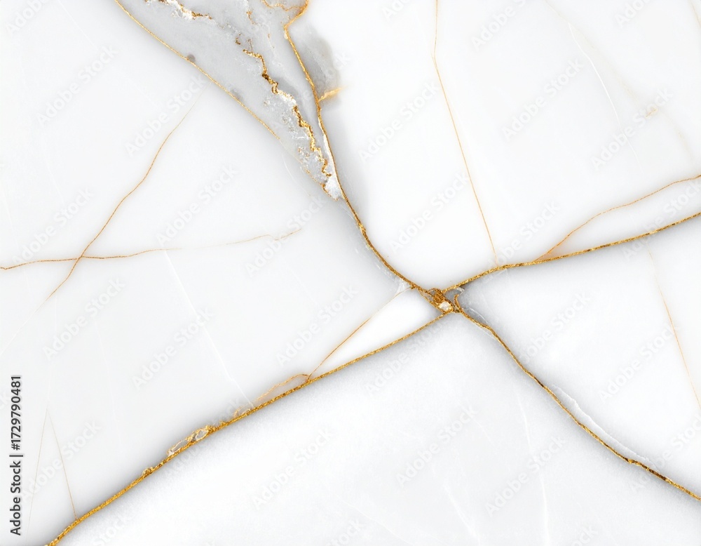 Fototapeta premium Luxurious seamless white marble texture background with elegant golden veins, showcasing a sophisticated natural stone pattern perfect for high-end interior design and abstract art projects