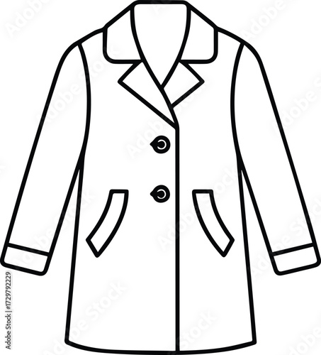 coat line art, black outline, vector and illustration