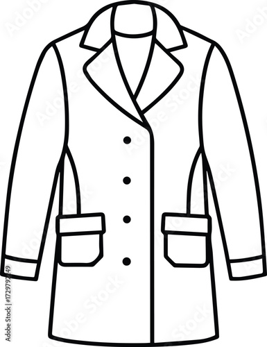 coat line art, black outline, vector and illustration