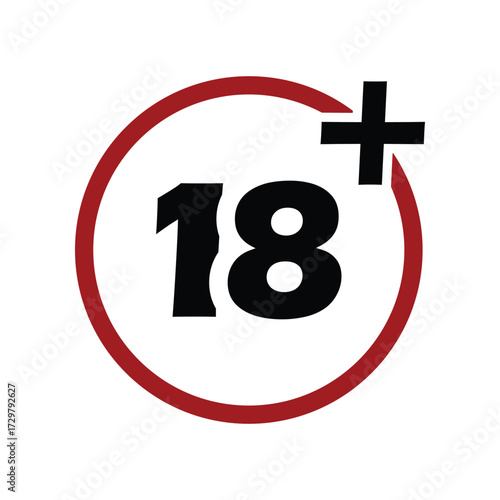 18 Plus Symbol Inside Red Circle Logo