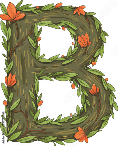 Generative AI artwork Letter B, Alphabet B, Vector, Illustration, Typography, Design